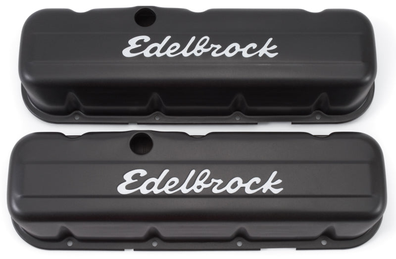 Edelbrock Tapa de válvula Signature Series Chevrolet 1965 y posteriores 396-502 V8 Alto Negro