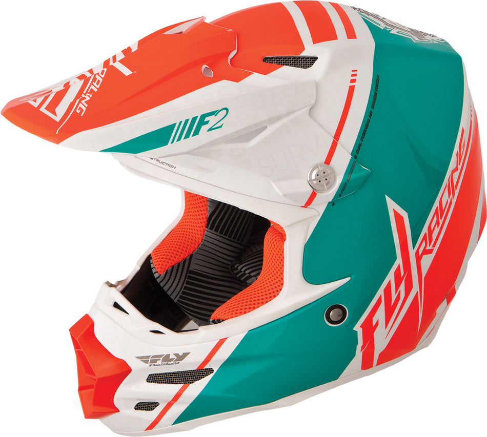 FLY RACING F2 Carbon Canard Replica Helmet White/Teal/Orange 2x 73-40952X