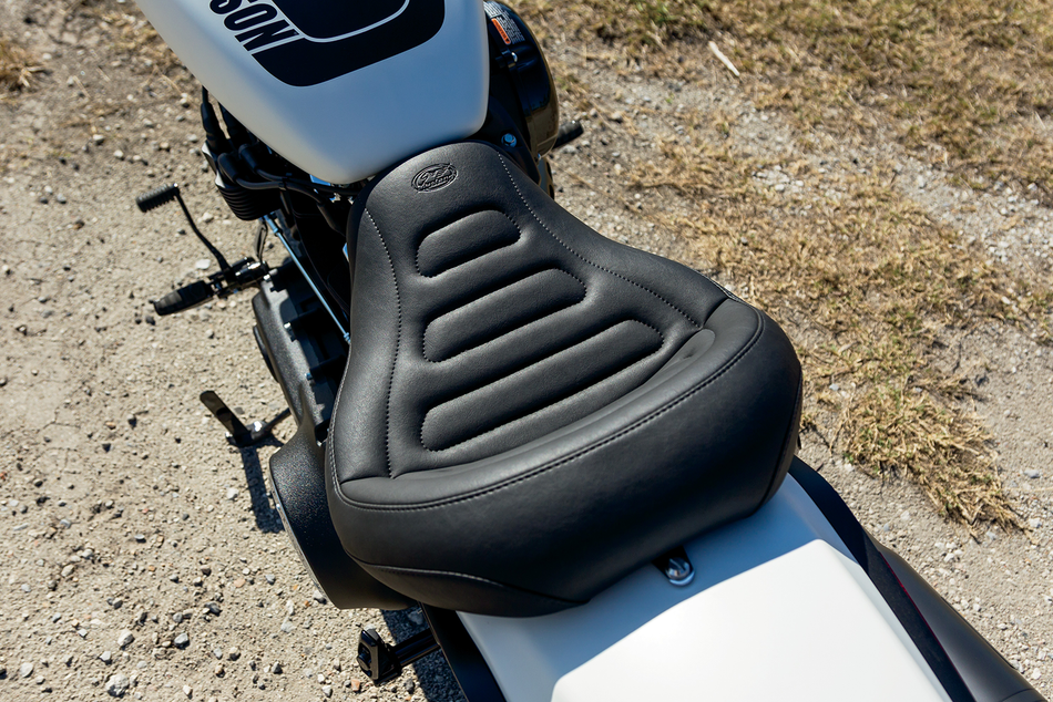 MUSTANG Max Profile Solo Touring Seat - without Driver Backrest - Black - Trapezoid Stitch - FXFB/FXFBS 75887