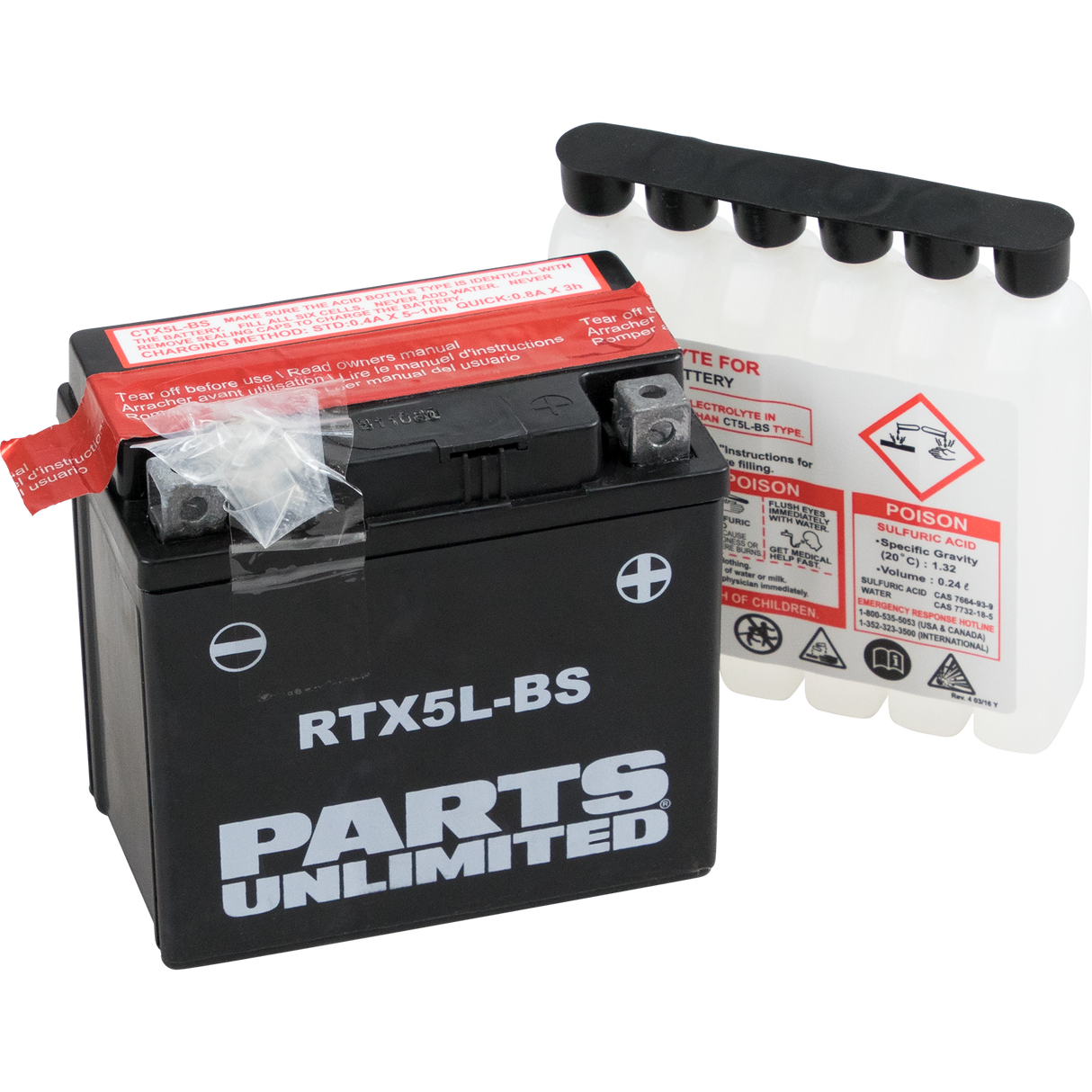 Parts Unlimited Agm Battery - Rtx5l-Bs .24 L Ctx5l-Bs