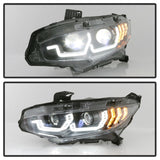 Spyder Honda Civic 16-18 2DR/4DR/Hatchback Headlight Black PRO-YD-HC16PL-SEQ-BK 5087539