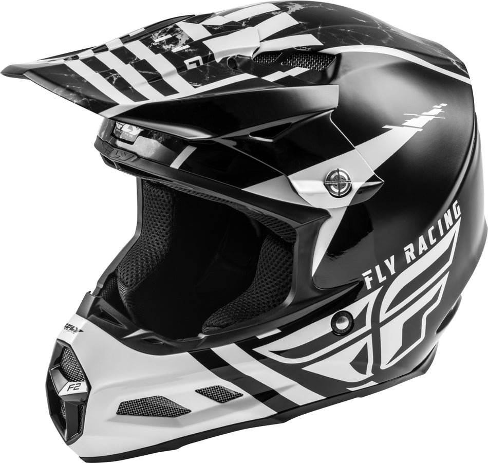 FLY RACING F2 Carbon Granite Helmet White/Black/Grey Md FL06-11 M
