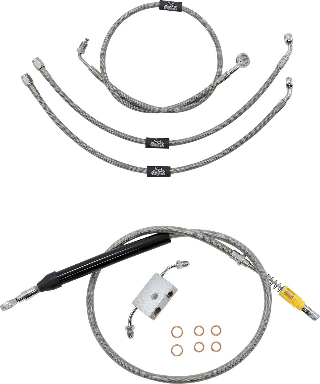 LA CHOPPERS Handlebar Cable/Brake Line Kit- Quick Connect - 12" - 14" Ape Hanger Handlebars - Stainless Steel LA-8157KT-13