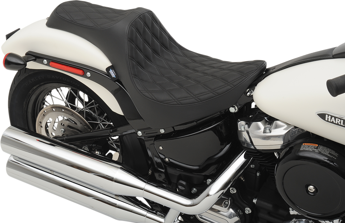 DRAG SPECIALTIES Predator III Seat - Double Diamond - Black Stitching - FL/FX '18-'22 0802-1145