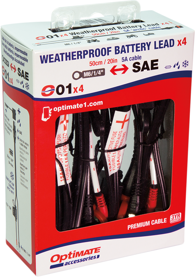 TECMATE Optimate Permanent Battery Lead - 4 Pack O-01X4