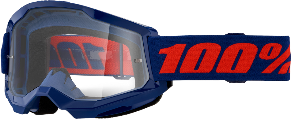 100% Strata 2 Goggle Navy Clear Lens 50027-00021