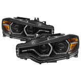 Spyder 12-14 BMW F30 3 Series 4DR Projector Headlights - LED DRL - Black (PRO-YD-BMWF3012-DRL-BK) 5084347