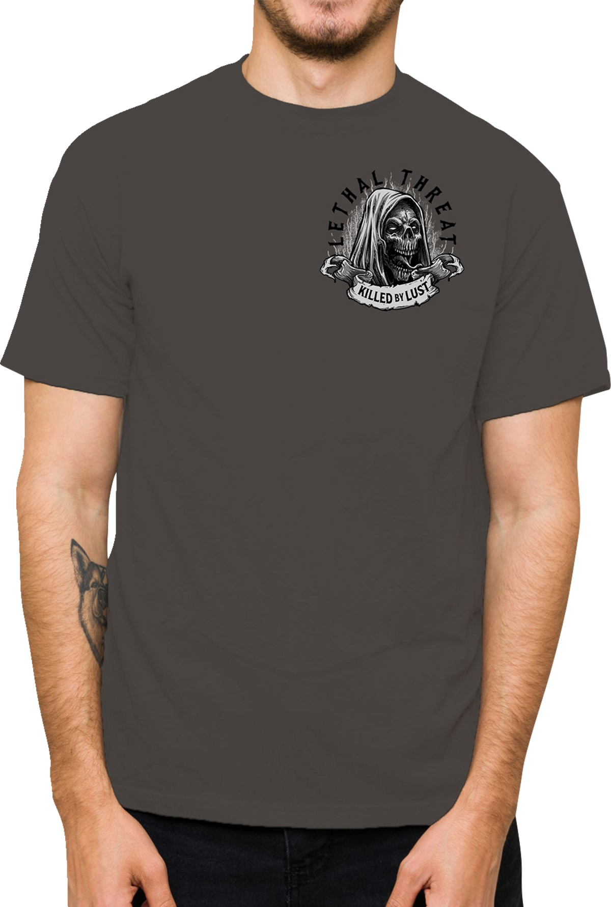 LETHAL THREAT Killed by Lust T-Shirt - Gray - Medium LT20903M