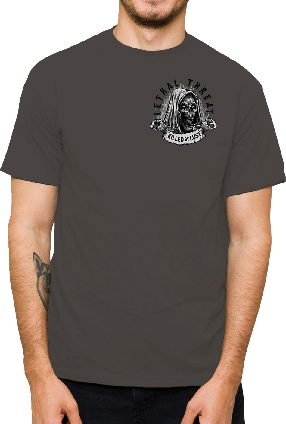 LETHAL THREAT Killed by Lust T-Shirt - Gray - Large LT20903L