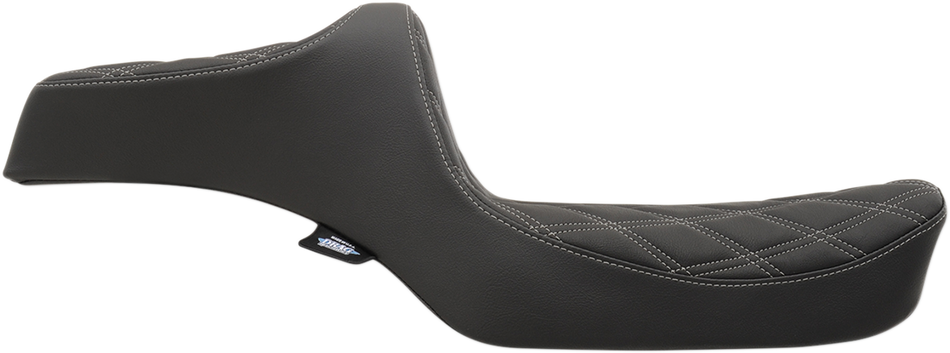 DRAG SPECIALTIES Predator III Seat - Double Diamond - Silver Stitching NO RUBBER BUMPERS 0804-0733