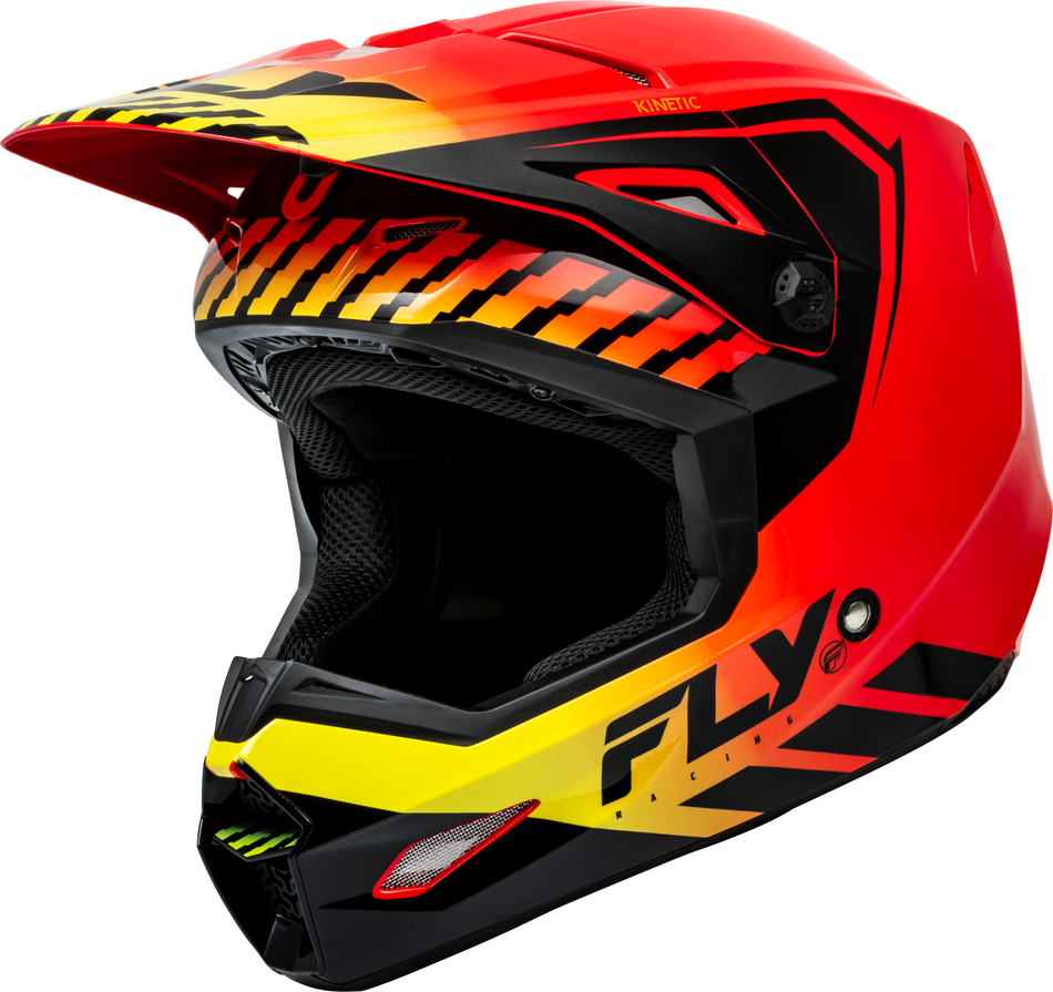 FLY RACING Youth Kinetic Menace Helmet Red/Black/Yellow Yl F73-8658YL