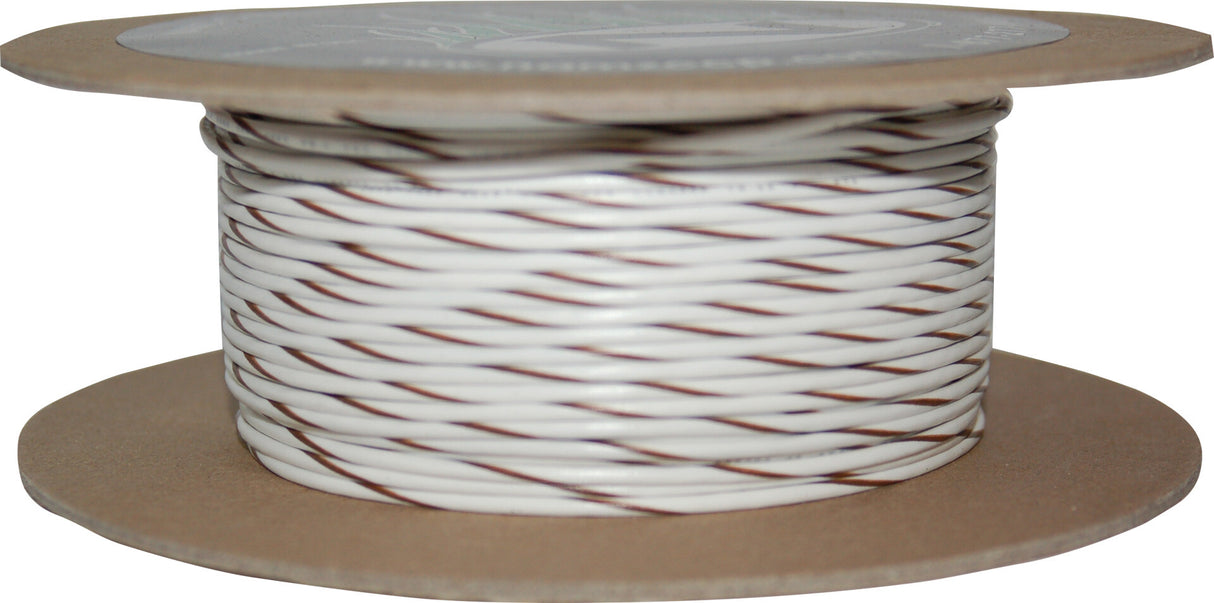 NAMZ CUSTOM CYCLE#18-Gauge White/Brown Stripe 100' Spool Of Primary WireNWR-91-100