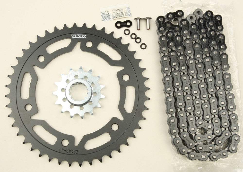 VORTEX Sprocket/Chain Kit Stl/Stl 15/44t Sil Sx3 520-112l Blk CK6343