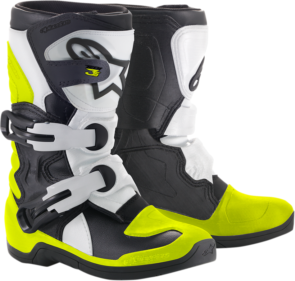 ALPINESTARS Youth Tech 3S Boots - Black/White/Yellow - US 1 2014518-125-1