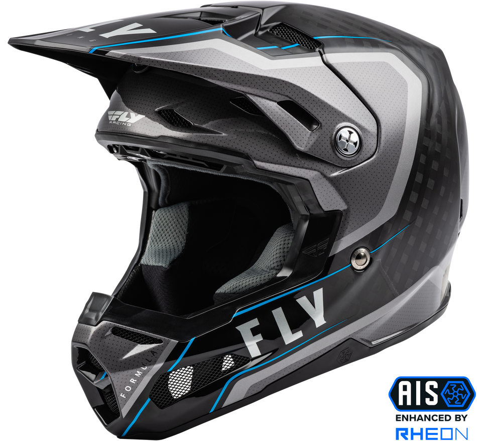 FLY RACING Formula Carbon Axon Helmet Black/Grey/Blue 2x 73-44232X