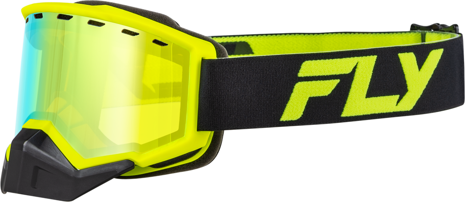 FLY RACING Focus Snow Goggle Black/Hi-Vis W/ Gold Mirror/Yellow Lens FLB-24F8