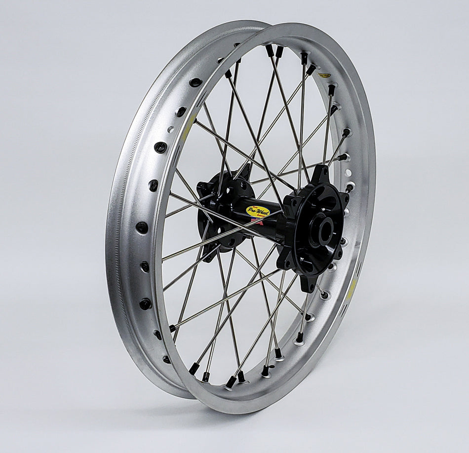 PRO-WHEEL Wheel Rear 2.15x19 Black Hub Sil Rim/Sil Spoke/Blk Nipple 24-2202112