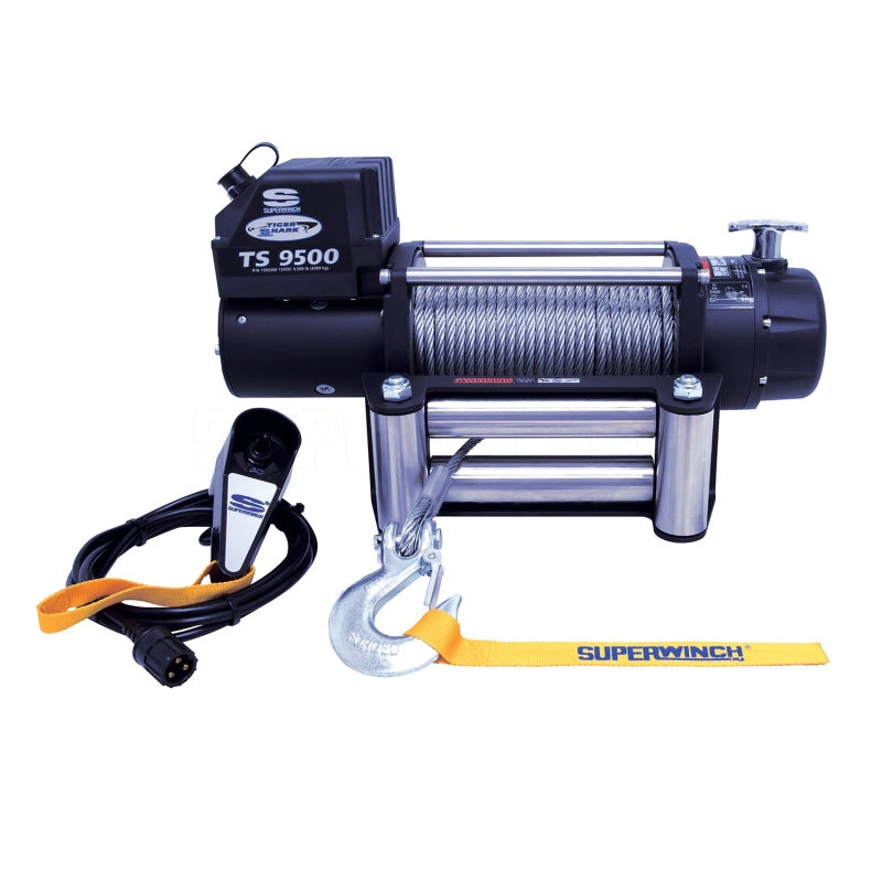 Superwinch 9500 LBS 12V DC 11/32in x 95ft Steel Rope Tiger Shark 9500 Winch 1595200