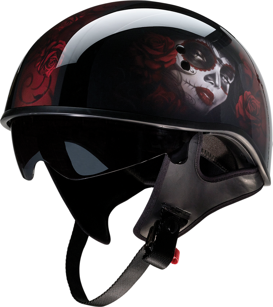 Z1R Vagrant Helmet - Red Catrina - Black/Red - Medium 0103-1315
