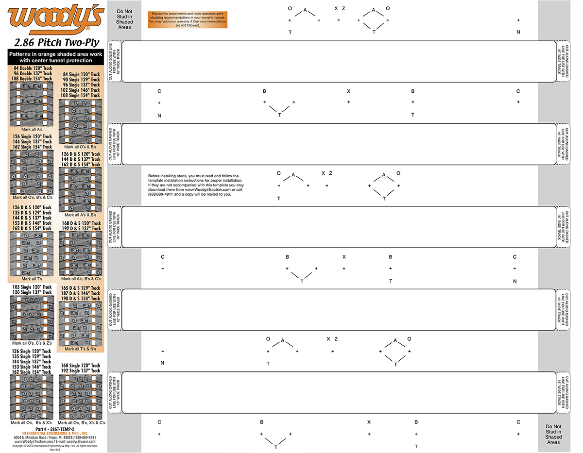 WOODY'S 2-Ply Track Template - 2.86 Pitch 286T-TEMP-2