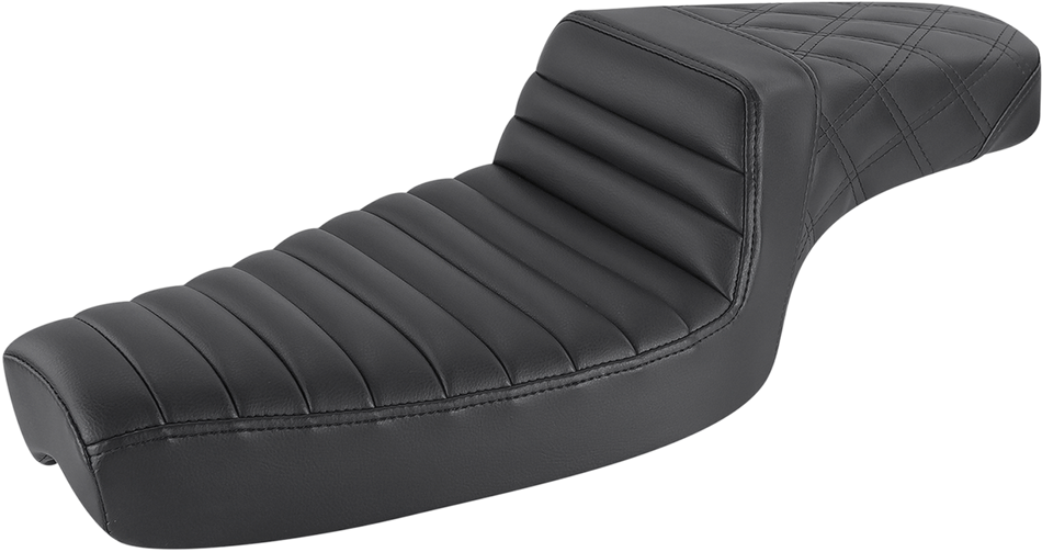 SADDLEMEN Step-Up Seat - Front Tuck-n-Roll/Rear Lattice Stitch - Black 879-03-176