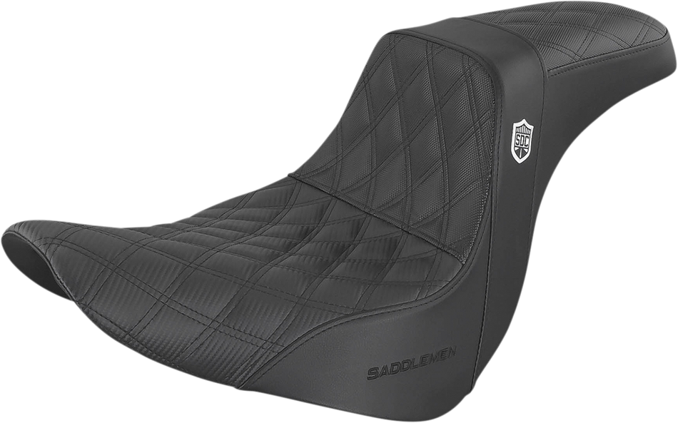 SADDLEMEN Seat - Pro Series SDC Performance Without Backrest - Full Lattice Stitch/Lumbar Gripper - Black SC81829DB