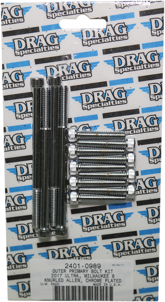 DRAG SPECIALTIES Outer Primary Knurled Bolt Kit - Chrome - M8 MK787