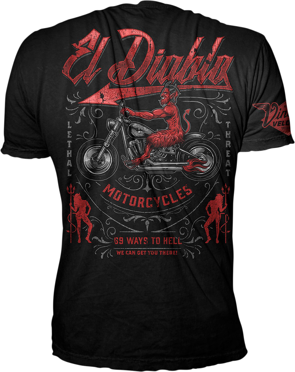 LETHAL THREAT Vintage Velocity El Diablo T-Shirt - Black - Large VV40171L