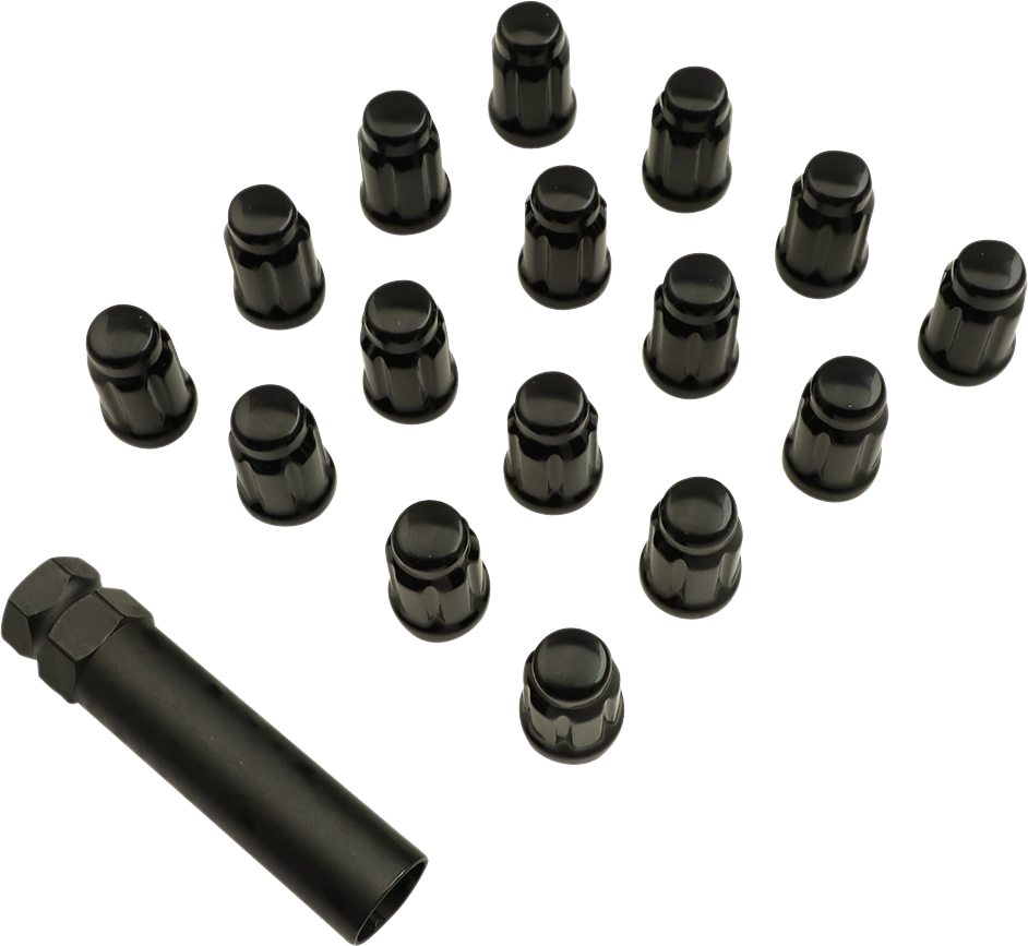 Tuerca MOOSE UTILITY - Estriada - 12 mm x 1,25 - Negra - Paquete de 16 SPMO03806BL4 