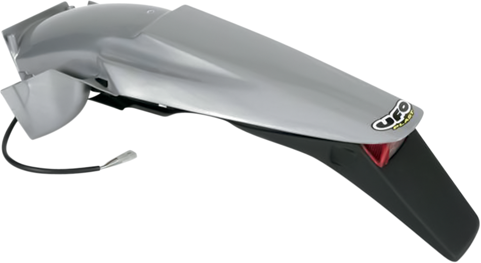 UFO Enduro Rear Fender with Light - Silver/Black KT03043340