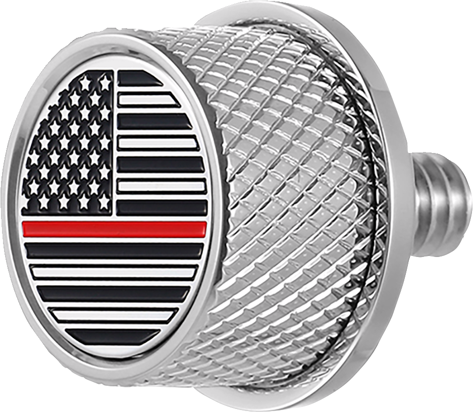 FIGURATI DESIGNS Seat Mounting Knob - Stainless Steel - Red Line American Flag FD73-SEAT KN-SS