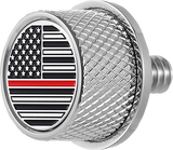 FIGURATI DESIGNS Seat Mounting Knob - Stainless Steel - Red Line American Flag FD73-SEAT KN-SS