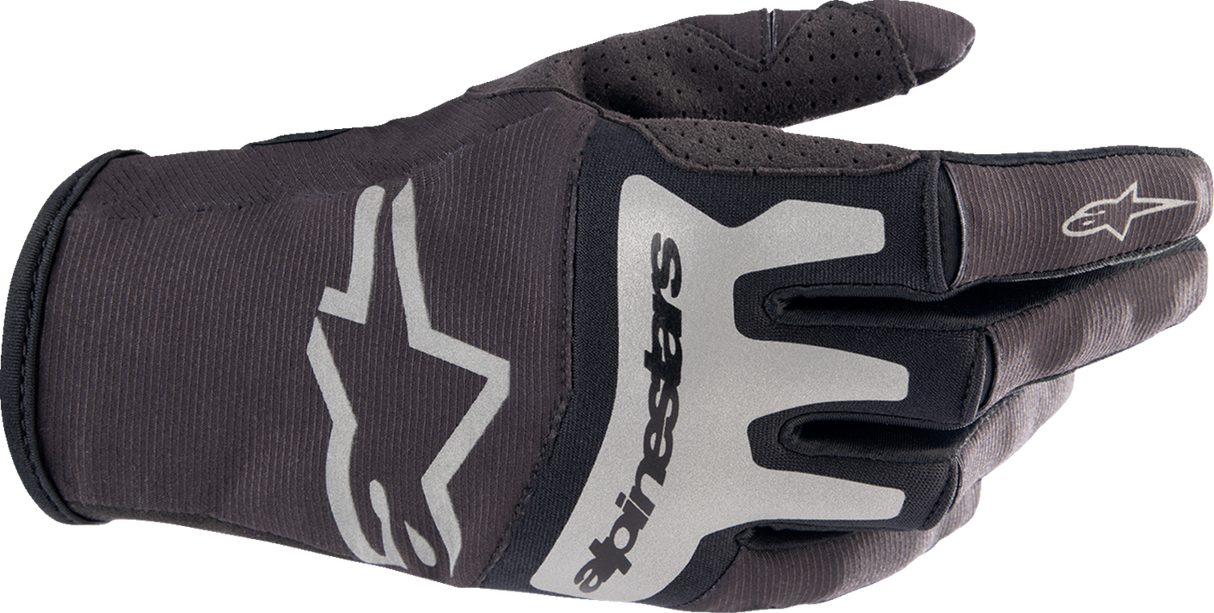 ALPINESTARS Techstar-Handschuhe, Schwarz/gebürstetes Silber, Größe S, 3561023-1419-S