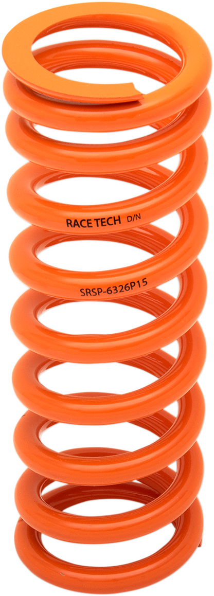 RACE TECH Progressively Wound Shock Spring - Orange - P15 - Spring Rate 195 lbs/in - 285 lbs/in SRSP 6326P15
