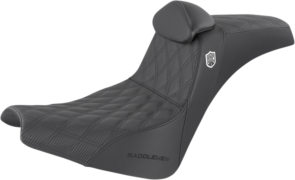 SADDLEMEN Seat - Pro Series SDC Performance With Backrest - Full Lattice Stitch/Lumbar Gripper - Black SC81830DBRT