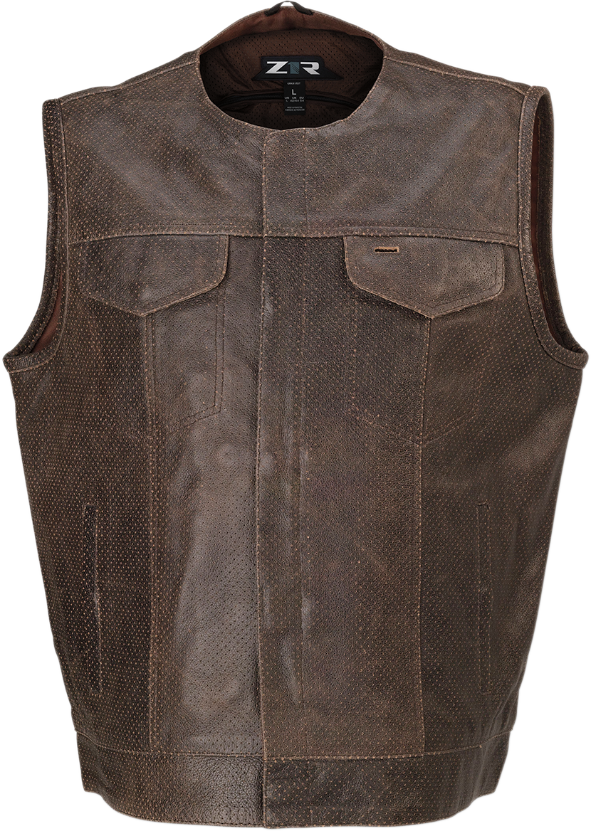 Z1R Ganja Leather Vest - Brown - 5XL 2830-0519