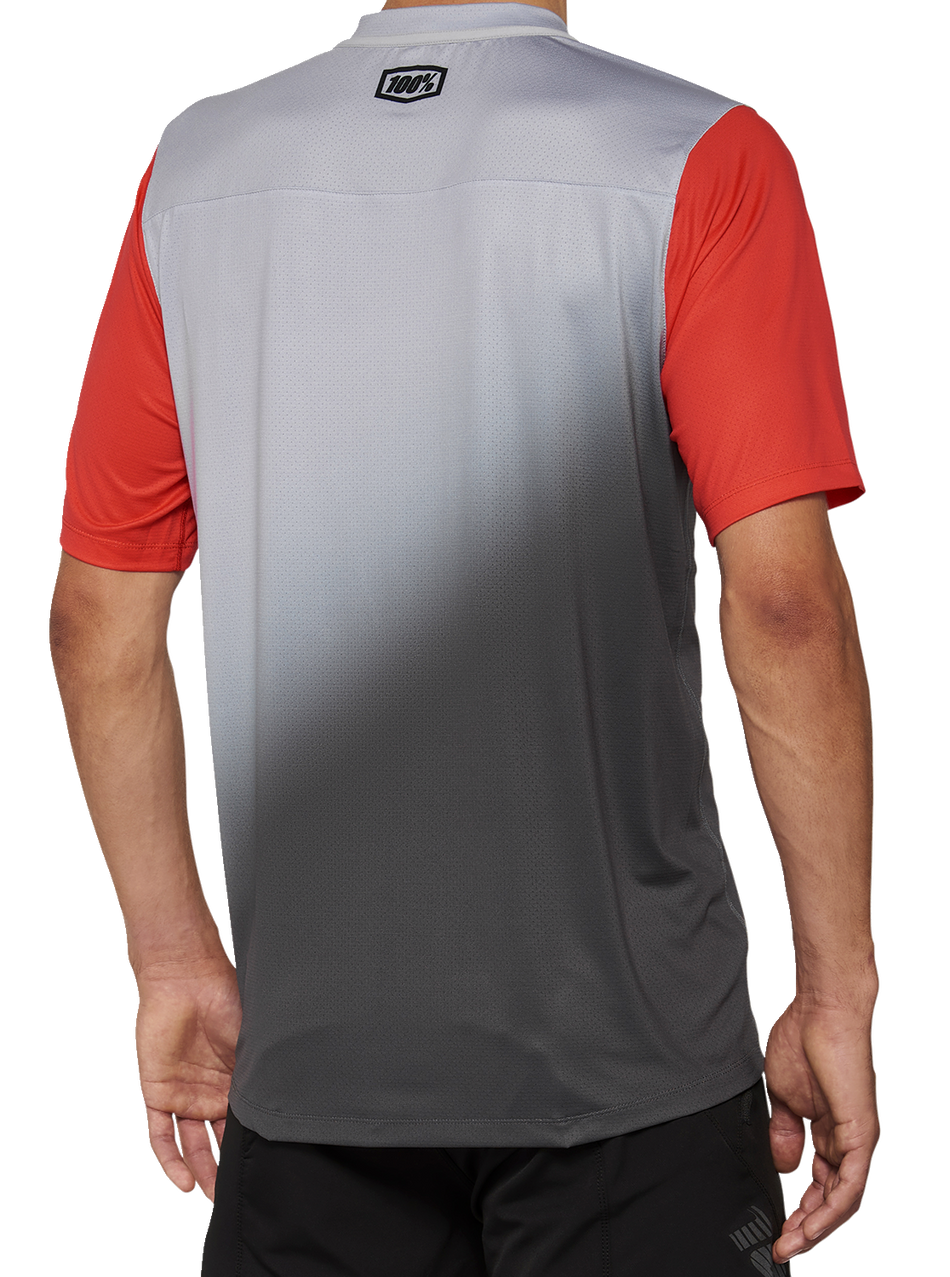 100% Celium Jersey - Short-Sleeve - Gray/Racer Red - Large 40011-00012