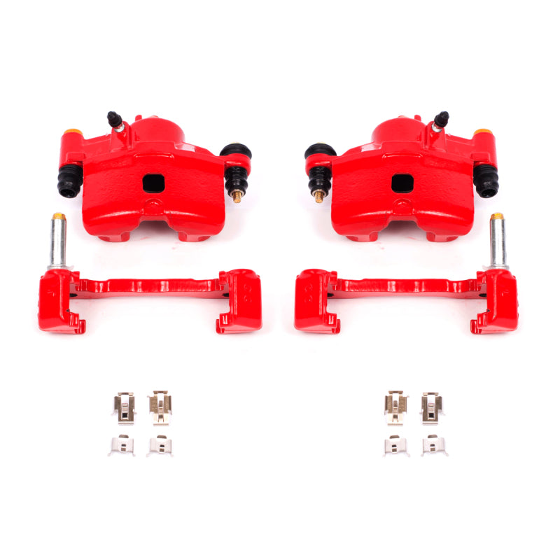 Power Stop 90-00 Honda Civic Front Red Calipers w/Brackets - Pair S1379