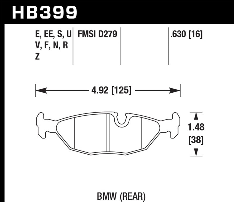 Hawk BMW Motorsport 16mm Thick DTC-60 Rear Race Brake Pads KHB399G.630