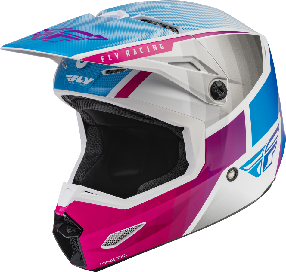 FLY RACING Youth Kinetic Drift Helmet Pink/White/Blue Ys 73-8644YS