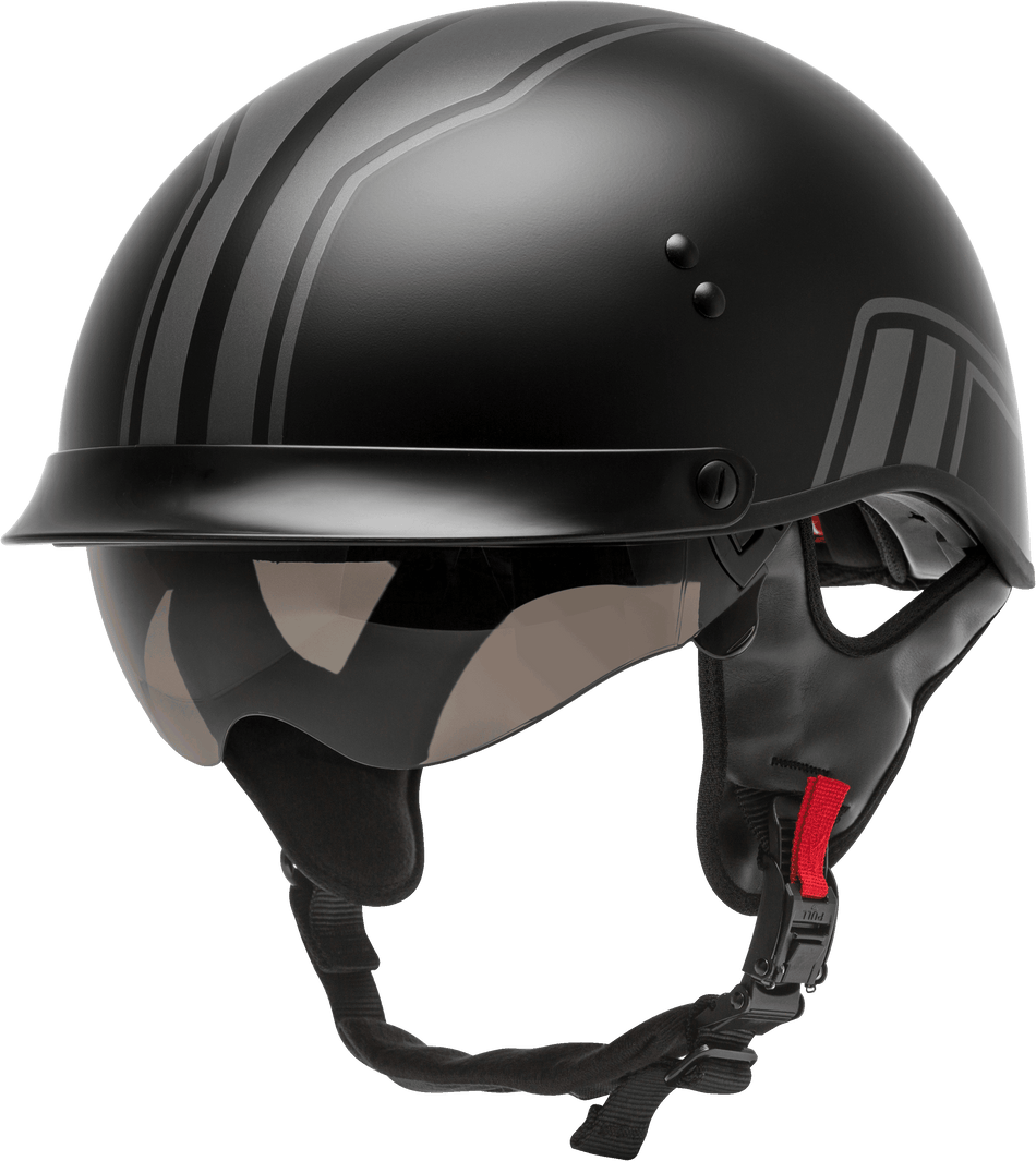 GMAX Hh-65 Half Helmet Full Dressed Twin Matte Black/Silver Sm H9651814