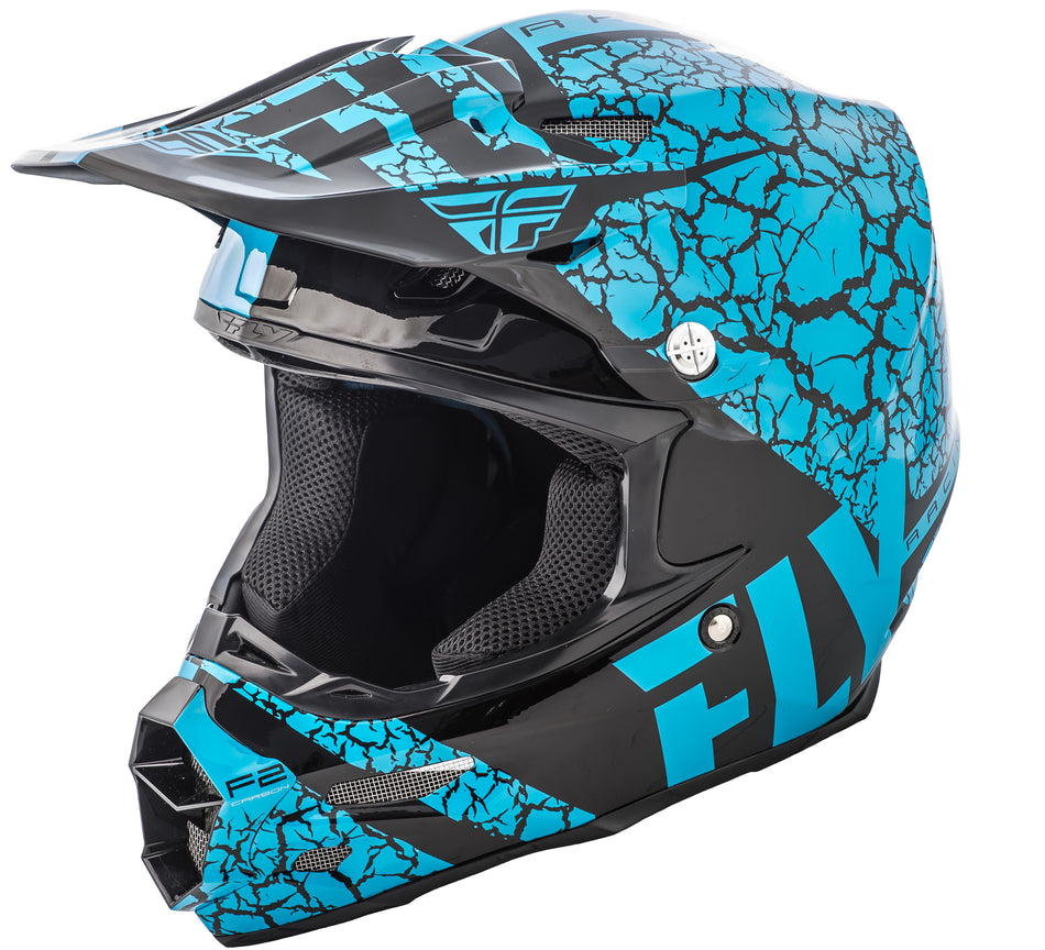 FLY RACING F2 Carbon Fracture Helmet Light Blue/Black 2x 73-4173-6-2X