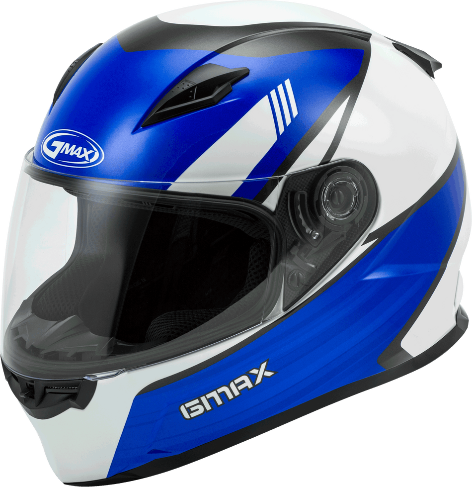 GMAX Ff-49 Full-Face Deflect Helmet White/Blue Lg G1494516