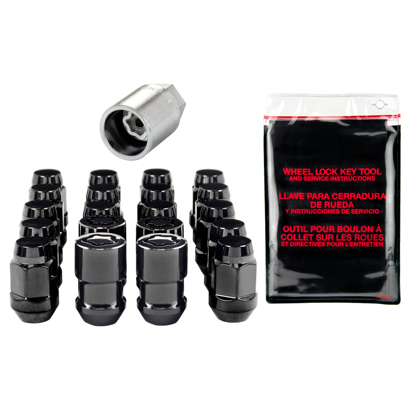 McGard 5 Lug Hex Install Kit w/Locks (Cone Seat Nut / Bulge) M12X1.5 / 3/4 Hex / 1.45in. L - Black 84538