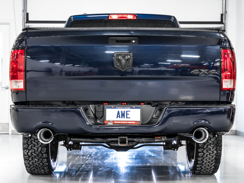 AWE Tuning 09-18 RAM 1500 5.7L (w/Cutouts) 0FG Dual Rear Exit Cat-Back Exhaust - Chrome Silver Tips 3015-32002