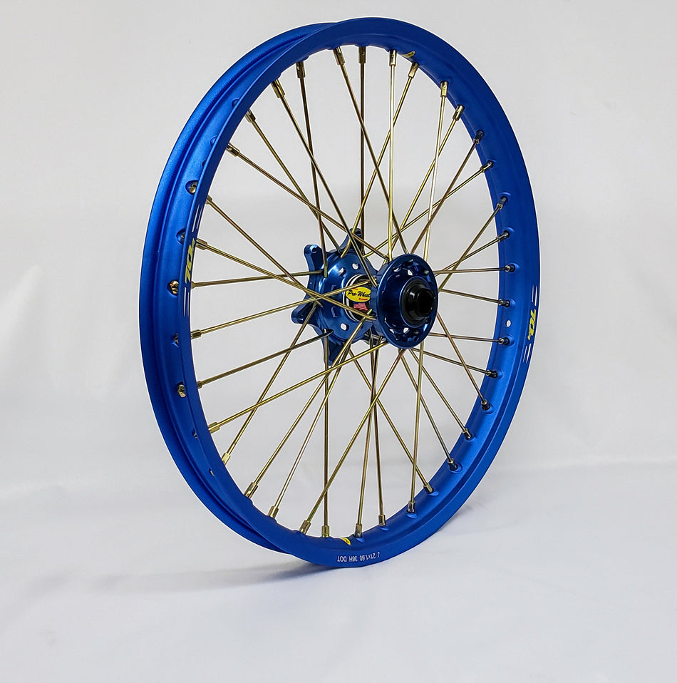 PRO-WHEEL Wheel Front 1.60x21 Blue Hub Blu Rim/Gld Spoke/Gld Nipple 23-2603344