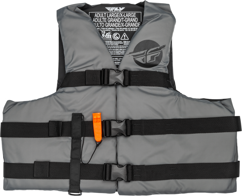 FLY RACING Nylon Flotation Vest Grey/Black Xs 221-30411XS