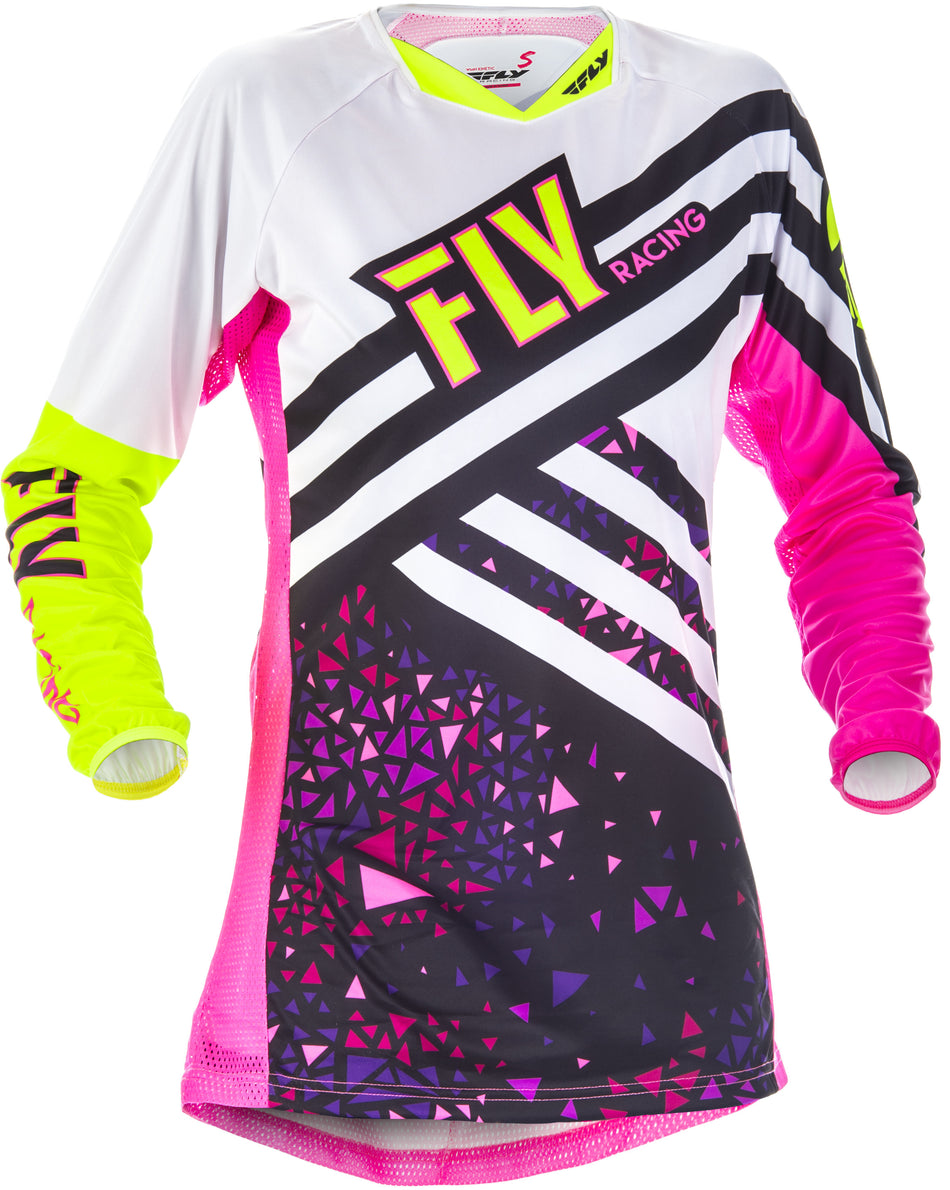 FLY RACING Kinetic Women's Jersey Neon Pink/Hi-Vis Ym 371-629YM