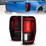 ANZO 19-22 Ford Ranger Full LED Taillights w/ Lightbar Sequential Signal Black Housing/Smoke Lens 311447