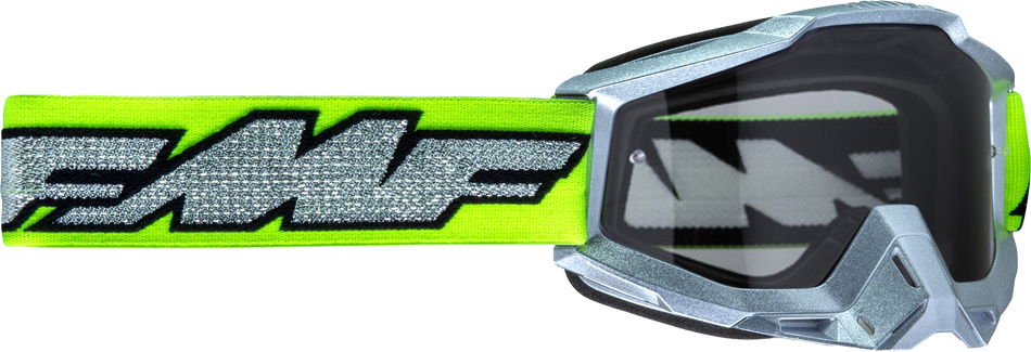 FMF VISION Powerbomb Goggle Rocket Silver/Lime W/Clear Lens F-50036-00011